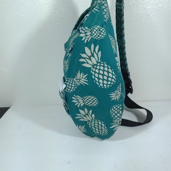 Kavu Rope Sling Bag Teal Pineapple print Crossbody Zipper Pockets boho Hippie - Picture 5 of 16